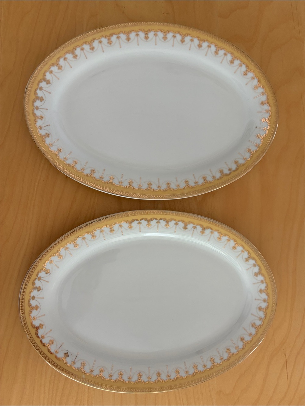 Pegasus White and Gold Oval Serving Platters - Set of 2 - porcelain